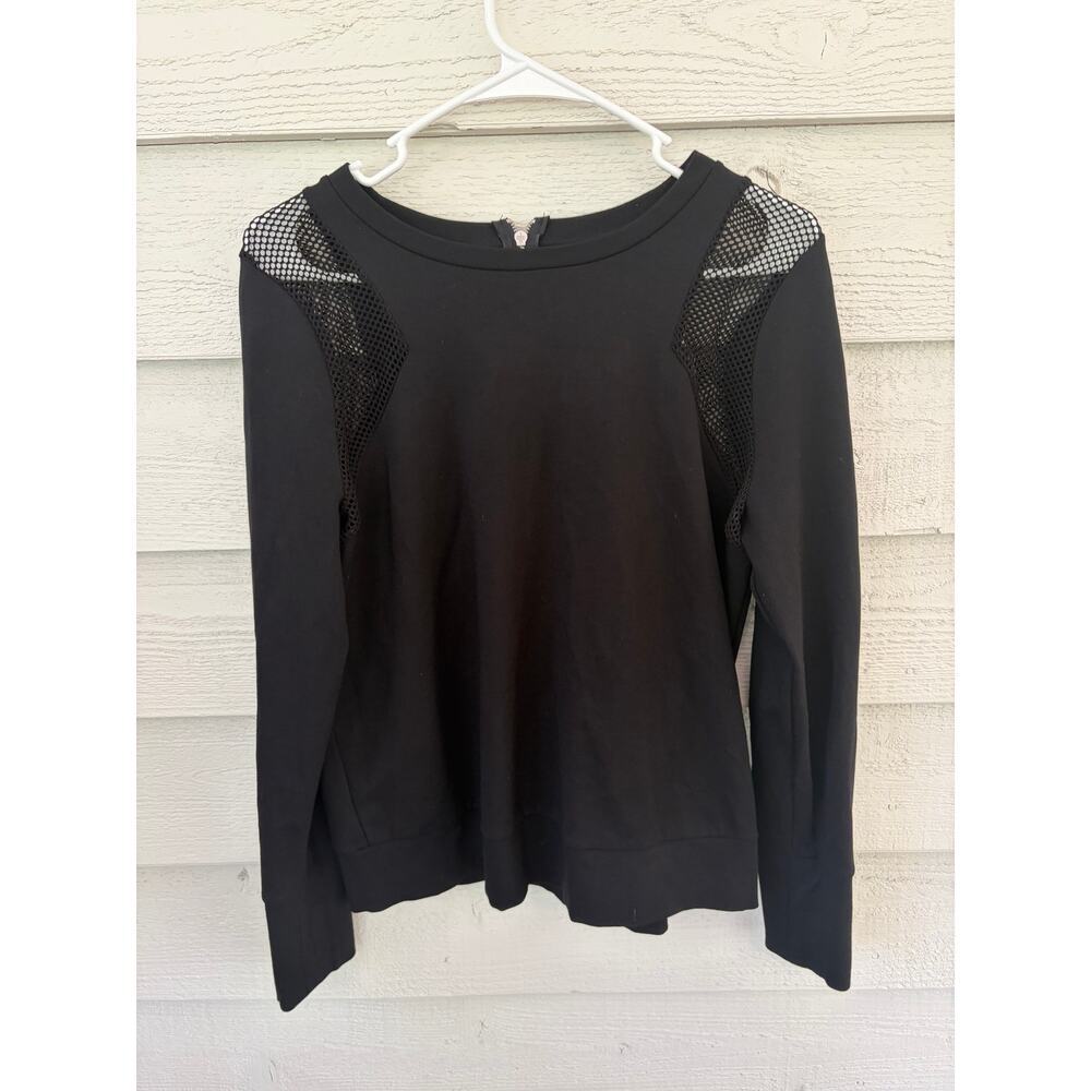 Banana Republic Black Long Sleeve Top Mesh Shoulder Detail Size M - Picture 2 of 4